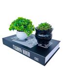 Decoração Sala Livro Fake + Dupla Vaso Branco/preto Decor