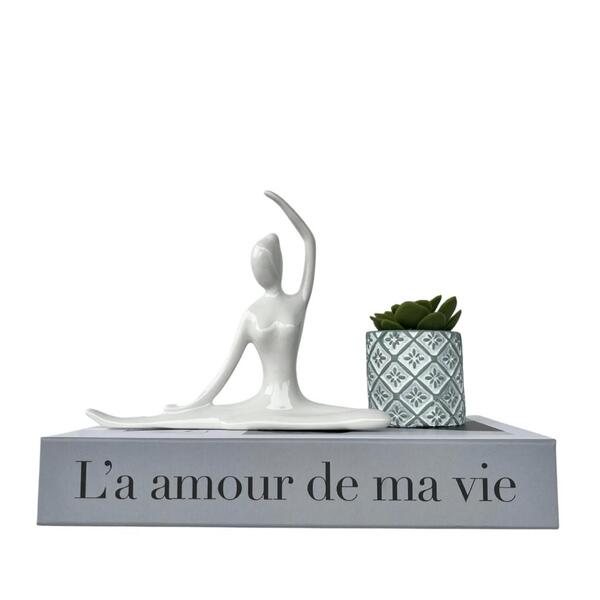 Decoração Sala Livro Fake + Mini Vaso + Enfeite Mulher