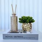 Decoração Sala Livro Fake + Vaso Abacaxi + Difusor De Vidro