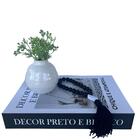 Decoração Sala Livro Fake + Vaso Bola Branco + Adorno Colar
