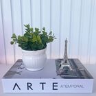 Decoração Sala Livro Fake + Vaso Branco + Mini Torre Eiffel