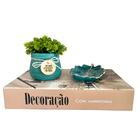 Decoração Sala Livro Fake + Vaso Cachepô + Porta Joias Folha