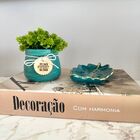 Decoração Sala Livro Fake + Vaso Cachepô + Porta Joias Folha
