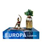 Decoração Sala Livro Fake + Vaso Dourado + Enfeite Mulher