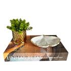 Decoração Sala Livro Fake + Vaso Dourado + Porta Joias