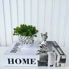 Decoração Sala Livro Fake + Vaso Prata + Enfeite Gato Decor