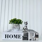 Decoração Sala Livro Fake + Vaso Prata + Enfeite Gato Decor