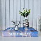 Decoração Sala Livro Fake + Vaso Prata + Escultura Árvore