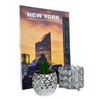 Decoração Sala Livro Fake + Vaso Prata + Porta Objetos Luxo