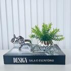Decoração Sala Livro Fake + Vaso Prateado + Elefante Decor