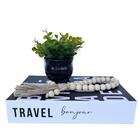 Decoração Sala Livro Fake + Vaso Preto + Colar Artesanal