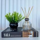 Decoração Sala Livro Fake + Vaso Preto + Difusor De Vidro