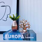 Decoração Sala Livro Fake + Vaso Rose Gold + Enfeite Árvore