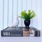 Decoração Sala Livro Fake + Vaso Taça + Enfeite Pássaro