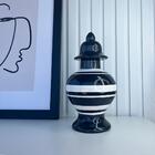 Decoração Sala Ornamento Potiche Cerâmico Listrado C/ Tampa