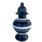 Decoração Sala Ornamento Potiche Cerâmico Listrado C/ Tampa