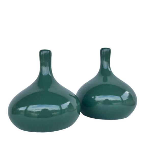 Decoração Sala Quarto 2 Vasos Garrafa Redondo Verde Decor