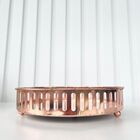 Decoração Sala Quarto Bandeja Redonda De Metal Rosê Luxo