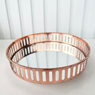 Decoração Sala Quarto Bandeja Redonda De Metal Rosê Luxo