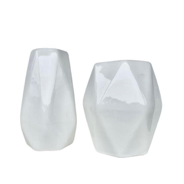 Decoração Sala Quarto Dupla Vaso Cachepot Branco Decor