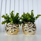 Decoração Sala Quarto Dupla Vaso Cachepot Dourado P/ Planta