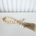 Decoração Sala Quarto Enfeite Colar Japamala Bege De Madeira