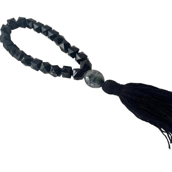 Decoração Sala Quarto Enfeite Colar Japamala Preto Pedraria