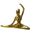 Decoração Sala Quarto Escultura Mulher Alongando Dourada