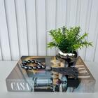 Decoração Sala Quarto Livro + Vaso Prateado + Enfeite Colar