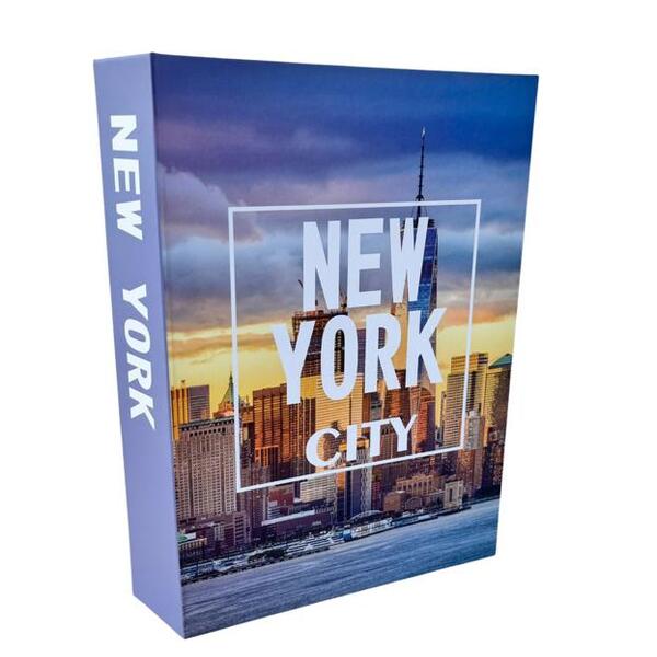 Decoração Sala Quarto Livro Caixa Fake New York City Azul