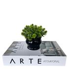 Decoração Sala Quarto Livro Fake + Vaso Cachepô Preto Decor