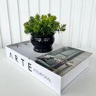 Decoração Sala Quarto Livro Fake + Vaso Cachepô Preto Decor