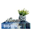 Decoração Sala Quarto Livro Fake + Vaso Prata + Palavra Amor