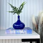 Decoração Sala Quarto Livro New York + Vaso Garrafa Azul Bic