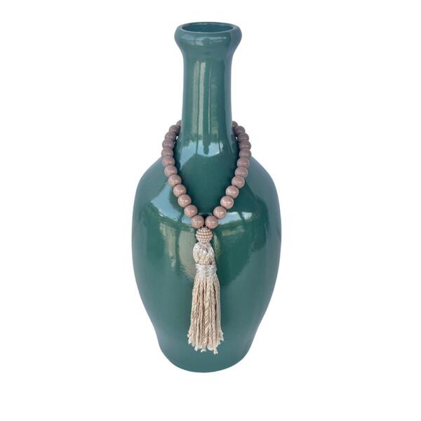 Decoração Sala Quarto Vaso Garrafa + Adorno Colar Japamala