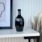 Decoração Sala Quarto Vaso Garrafa Cerâmico Na Cor Preta