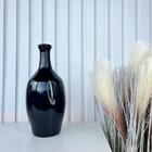 Decoração Sala Quarto Vaso Garrafa Cerâmico Na Cor Preta