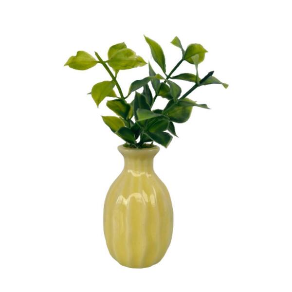 Decoração Sala Quarto Vaso Pequeno De Cerâmica Amarelo