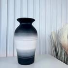 Decoração Sala Quarto Vaso Preto Artesanal Listra Cerâmico