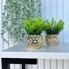 Decoração Sala Rack Dupla Vaso Geométrico Dourado Decor