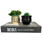 Decoração Sala Rack Livro Fake + Vaso Preto + Vaso Abacaxi