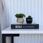 Decoração Sala Rack Livro Fake + Vaso Preto + Vaso Abacaxi