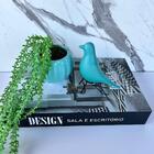 Decoração Sala Rack Livro Fake + Vaso Verde + Pássaro Metal