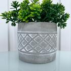 Decoração Sala Rack Vaso Cachepot Cimento Geométrico