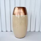 Decoração Sala Rack Vaso Centro De Mesa Bege/cobre Moderno