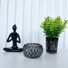 Decoração Sala Vaso Arabesco + Castiçal + Mulher Meditando