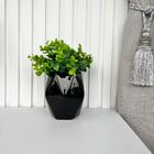 Decoração Sala Vaso Cachepô Preto Geométrico Bojo C/ Planta