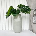 Decoração Sala Vaso Centro De Mesa Cinza Claro C/ Planta