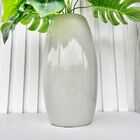 Decoração Sala Vaso Centro De Mesa Cinza Claro C/ Planta