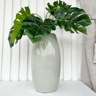 Decoração Sala Vaso Centro De Mesa Cinza Claro C/ Planta